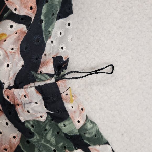 Express Tiered Trapeze Dress Womens Large Floral Print Eyelet V-Neck Tiered - Picture 10 of 16